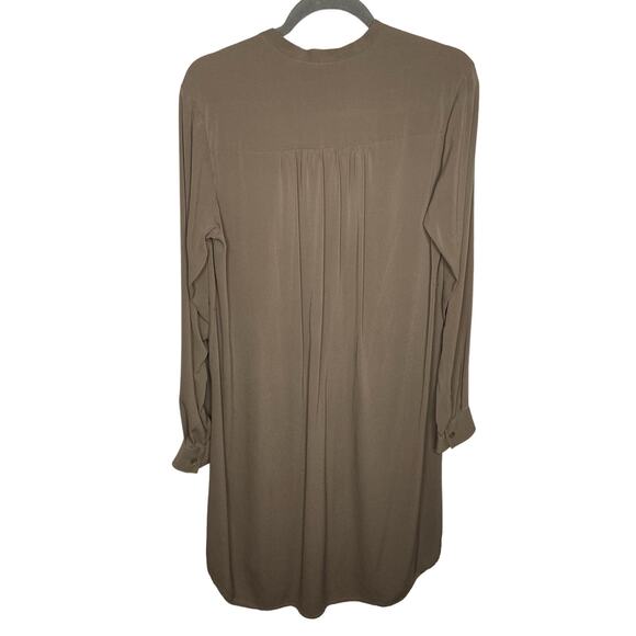 Theory Long Sleeve Button Front High Low Tunic Shirt Dress Brown Size 6 - Picture 6 of 6